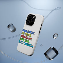 DistinctInk ToughCase for Apple iPhone, Compatible with MagSafe Charging - Speak English Kiss French Dress Italian