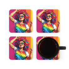 DistinctInk (Set of 4) Corkwood Coasters with Leading a New Path Design for LGBTQ+ Pride