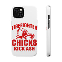 DistinctInk ToughCase for Apple iPhone, Compatible with MagSafe Charging - Firefighter Chicks Kick ASH
