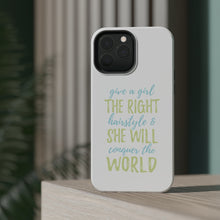 DistinctInk ToughCase for Apple iPhone, Compatible with MagSafe Charging - Girls With Right Hairstyle Will Conquer the World