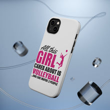 DistinctInk ToughCase for Apple iPhone, Compatible with MagSafe Charging - All This Girl Cares About is Volleyball