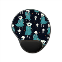 DistinctInk Mouse Pad with Wrist Rest  with Haunted Skeleton Crew Design for Halloween
