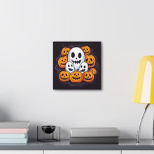 DistinctInk Canvas Wall Art with Skele-Pumpkin Ghost Pattern for Halloween