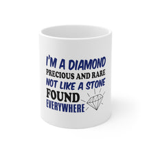 DistinctInk Glossy White Coffee / Tea Mug - I'm a Diamond Precious Rare Not Everywhere