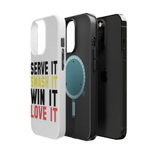 DistinctInk ToughCase for Apple iPhone, Compatible with MagSafe Charging - Serve It Smash It Win It Love It Tennis
