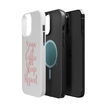 DistinctInk ToughCase for Apple iPhone, Compatible with MagSafe Charging - Yoga Coffee Sleep Repeat