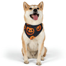 DistinctInk Adjustable Pet Banana Collar with Nightly Fright of Bats and Ghouls Design for Halloween