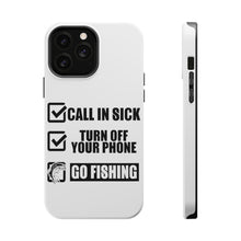DistinctInk ToughCase for Apple iPhone, Compatible with MagSafe Charging - Call in Sick, Turn Off Phone, Go Fishing