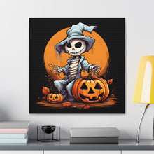 DistinctInk Canvas Wall Art with Haunted Jack-O'-Skeleton for Halloween