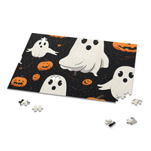 DistinctInk Jigsaw Puzzle with Ghost Skeleton Pumpkin Cartoon Design for Halloween