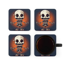 DistinctInk (Set of 4) Corkwood Coasters with Skelly's Halloween Bash Design for Halloween