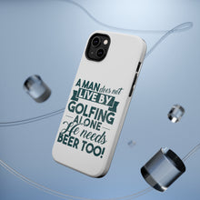 DistinctInk ToughCase for Apple iPhone, Compatible with MagSafe Charging - Live By Golfing Alone Need Beer Too