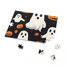 DistinctInk Jigsaw Puzzle with Ghost Skeleton Pumpkin Cartoon Design for Halloween