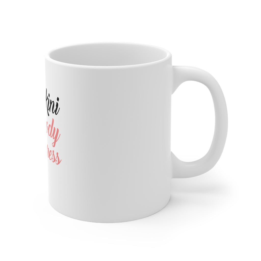Glossy White Coffee / Tea Mug - Bikini Body in Progress, view 3