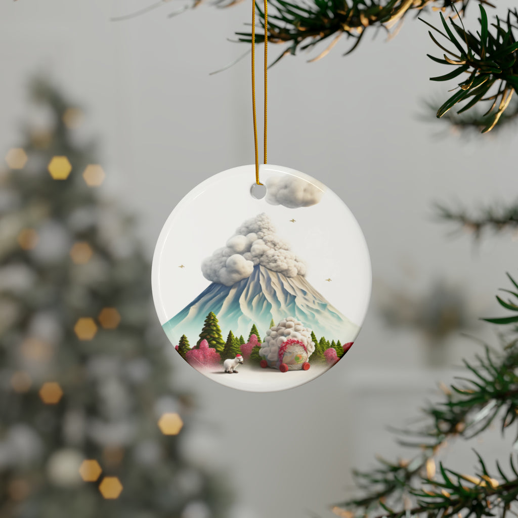 Hanging Ceramic Christmas Tree Ornament with Gold String - Cirnechi dell’Etna Design, view 3