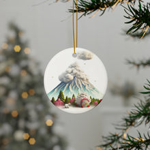 DistinctInk Hanging Ceramic Christmas Tree Ornament with Gold String - Great Gift/Present - 2 3/4 inch Diameter - Cirnechi dell’Etna Design
