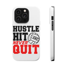 DistinctInk ToughCase for Apple iPhone, Compatible with MagSafe Charging - Hustle Hit Never Quit Volleyball