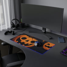 DistinctInk LED Gaming Mouse Pad with Nightly Fright of Bats and Ghouls Design for Halloween