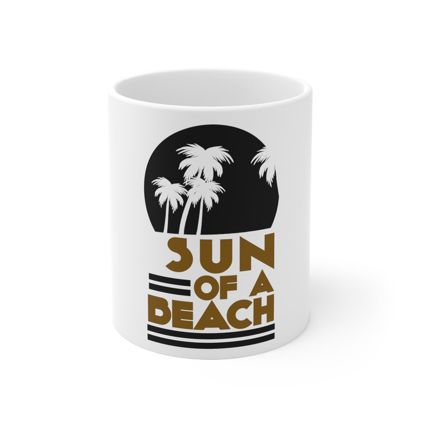DistinctInk Glossy White Coffee / Tea Mug - Sun of a Beach