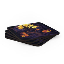 DistinctInk (Set of 4) Corkwood Coasters with Ghostly Ghouls in the Graveyard Design for Halloween