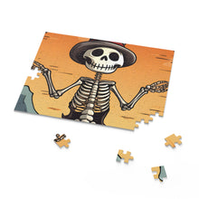 DistinctInk Jigsaw Puzzle with Skelefun Halloween Design for Halloween