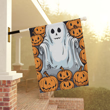 DistinctInk Garden & House Banner / Flag with Skeletal Ghostly Pumpkins Design for Halloween