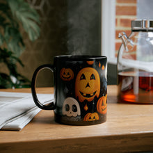 DistinctInk Black Coffee Mug - Spooky Halloween Night for Halloween