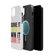 DistinctInk ToughCase for Apple iPhone, Compatible with MagSafe Charging - Serve It Smash It Win It Love It Tennis