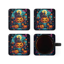 DistinctInk (Set of 4) Corkwood Coasters with Trick or Treat Parade Design for Halloween