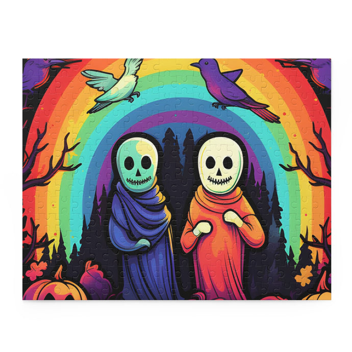 DistinctInk Jigsaw Puzzle with Living Life to the Fullest Design for Halloween  LGBTQ+ Pride