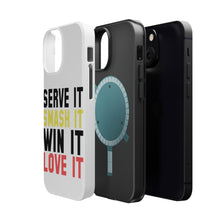 DistinctInk ToughCase for Apple iPhone, Compatible with MagSafe Charging - Serve It Smash It Win It Love It Tennis