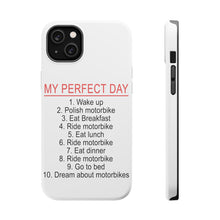 DistinctInk ToughCase for Apple iPhone, Compatible with MagSafe Charging - My Perfect Day - Motorbike Motorcycle