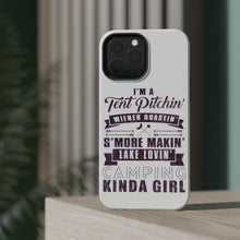 DistinctInk ToughCase for Apple iPhone, Compatible with MagSafe Charging - Tent Pitchin Weiner Roastin S'More Camping Girl