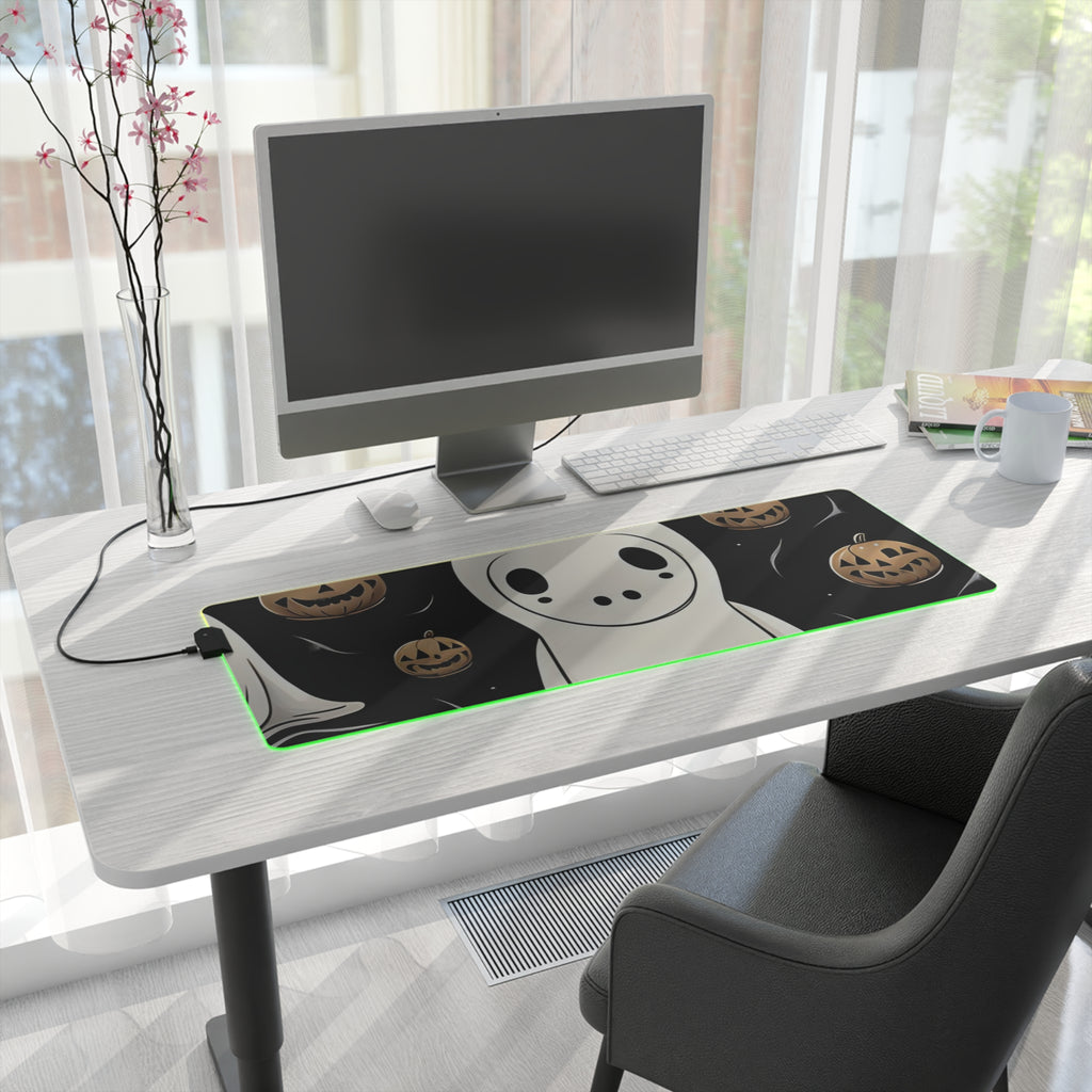 LED Gaming Mouse Pad with Ghostly Skeleton and Pumpkin Design for Halloween, view 22