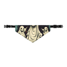 DistinctInk Adjustable Pet Banana Collar with Spooky Skeleton Pumpkins Design for Halloween