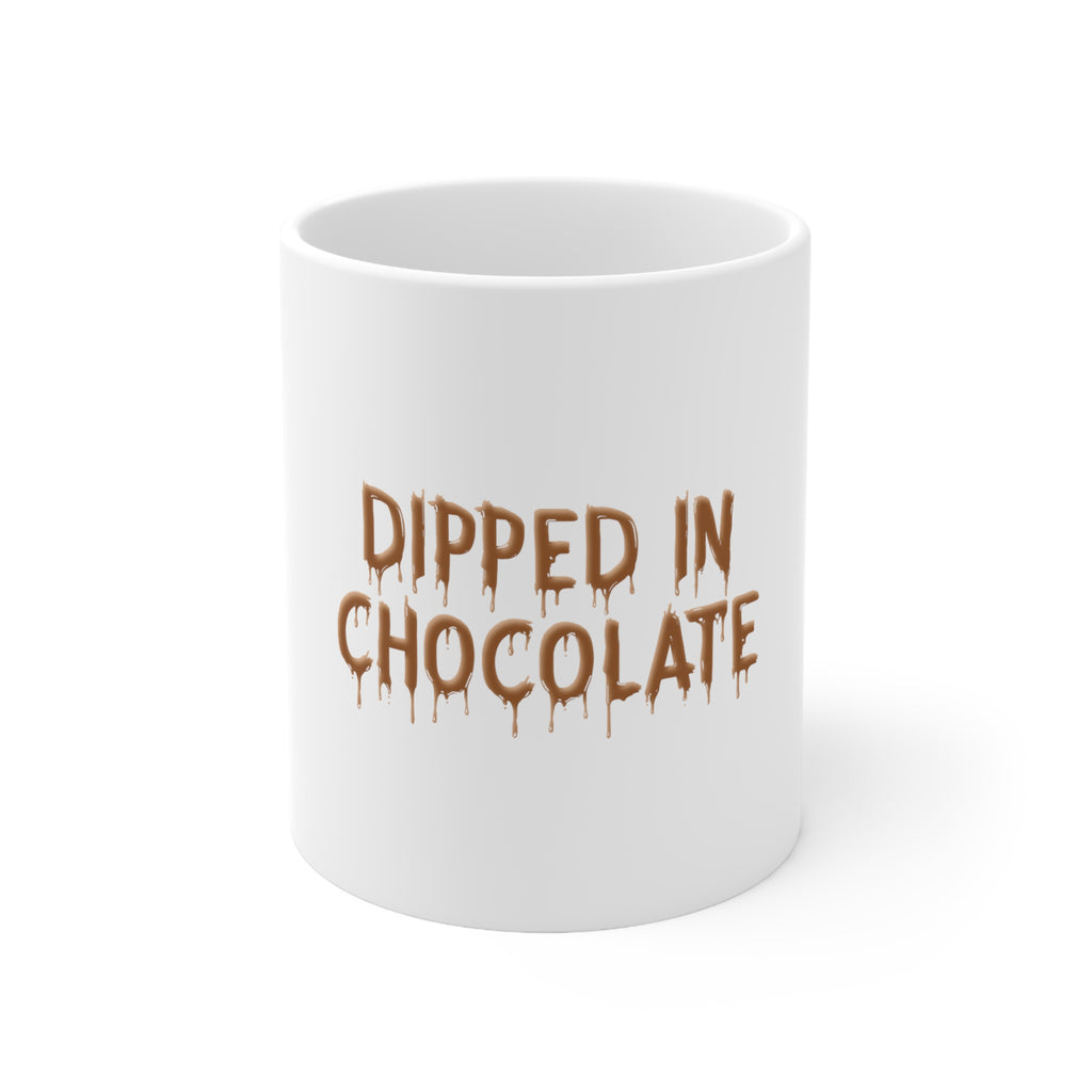 Glossy White Coffee / Tea Mug - Dipped in Chocolate