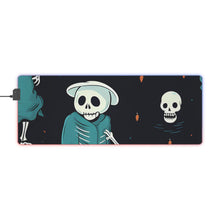 DistinctInk LED Gaming Mouse Pad with Haunted Skeleton Crew Design for Halloween