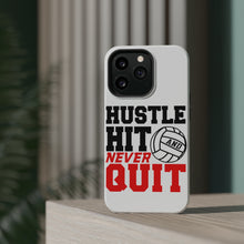 DistinctInk ToughCase for Apple iPhone, Compatible with MagSafe Charging - Hustle Hit Never Quit Volleyball