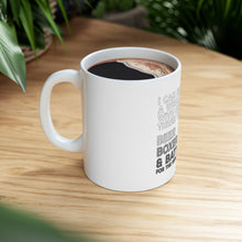 DistinctInk Glossy White Coffee / Tea Mug - Can Survive with Only Beer Boxers Batteries