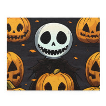 DistinctInk Jigsaw Puzzle with Ghastly Skeleton Pumpkins Design for Halloween