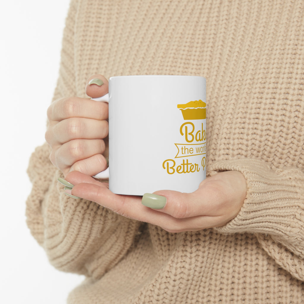 Glossy White Coffee / Tea Mug - Bake the World a Better Place, view 10
