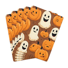 DistinctInk Playing Poker Cards with "Boo-ttifull Skeleton Cartoon Pattern Pumpkin" Design for Halloween