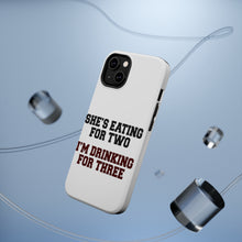 DistinctInk ToughCase for Apple iPhone, Compatible with MagSafe Charging - She's Eating For Two, I'm Drinking for 3