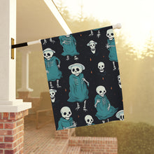 DistinctInk Garden & House Banner / Flag with Haunted Skeleton Crew Design for Halloween