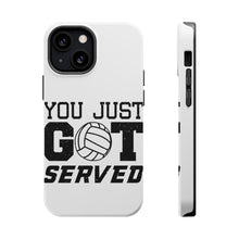 DistinctInk ToughCase for Apple iPhone, Compatible with MagSafe Charging - You Just Got Served Volleyball