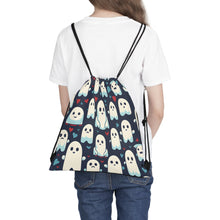 DistinctInk Drawstring Bag / Backpack with Skelephants and Ghostly Ghouls Design for Halloween