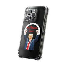 DistinctInk Clear Case for Apple iPhone, Compatible with MagSafe – Trump ‘You Missed, Loser’ Cartoon Design