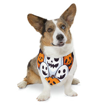 DistinctInk Adjustable Pet Banana Collar with Skele-Pumpkin Ghost Pattern Design for Halloween