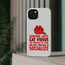 DistinctInk ToughCase for Apple iPhone, Compatible with MagSafe Charging - Sending Cute Cat Videos How I Socialize
