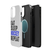 DistinctInk ToughCase for Apple iPhone, Compatible with MagSafe Charging - Eat Sleep Hockey Repeat